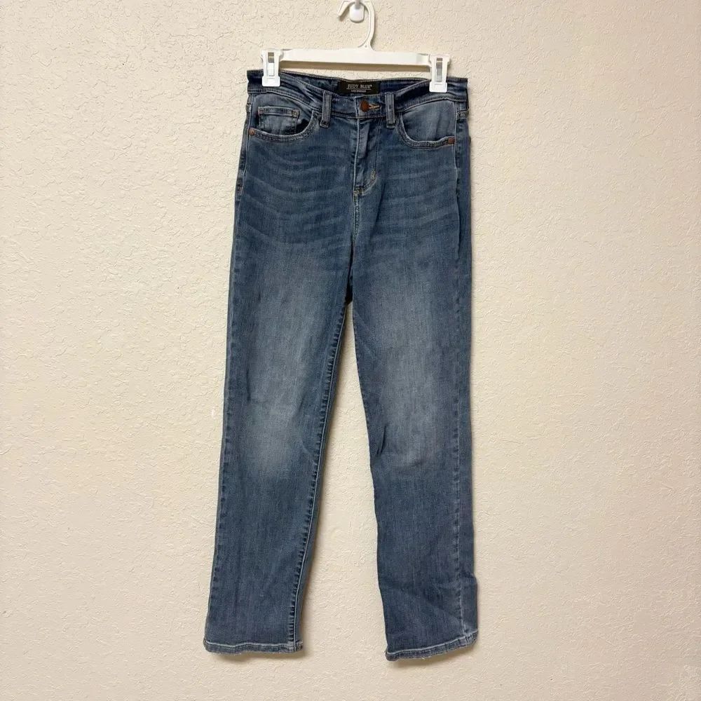 Judy Blue Straight Fit Women's Size 0/24 High Rise Denim Blue Jeans Stretch